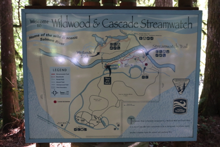 Map of Wildwood and Streamwatch Trail – located at covered informational kiosk – paved surface
